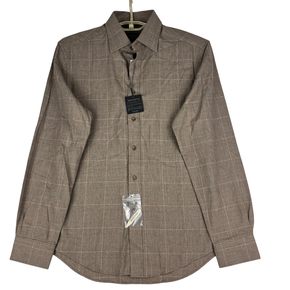 Jos. A. Bank Reserve Shirt Mens M Brown Glen Plaid Cotton Cashmere ‎ New W/Tags